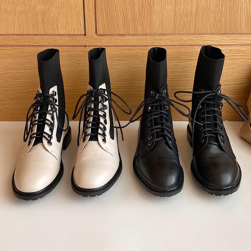 2020 New winter shoes women's ankle boots cow leather mixed color rivets cross-tied British school elegant stretch ankle boots, Beige
2020 New winter shoes women's ankle boots cow leather mixed color rivets cross-tied British school elegant stretch ankle boots, Beige