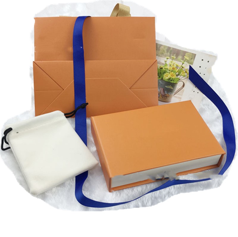 Top Orange Gift Drawer Boxes Drawstring Cloth Bags Display Retail Packaging for Fashion Jewelry Necklace Bracelet Earring Keychain Pendant Ring box