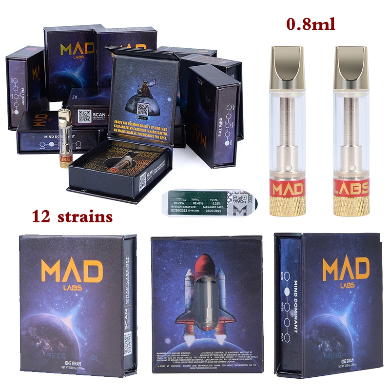 MAD LABS Vape Cartridges Packaging Atomizer 0.8ml Ceramic Glass Thick Oil Dab Pen Wax Vaporizer Carts E Cigarettes 510 Thread Empty Newest
MAD LABS Vape Cartridges Packaging Atomizer 0.8ml Ceramic Glass Thick Oil Dab Pen Wax Vaporizer Carts E Cigarettes 510 Thread Empty Newest