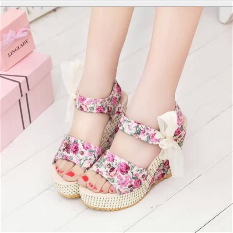 Fashion Women Sandals Summer Wedges Women's Sandals Platform Lace Belt Bow Flip Flops open toe high-heeled Women shoes Female, Pink floral
Fashion Women Sandals Summer Wedges Women's Sandals Platform Lace Belt Bow Flip Flops open toe high-heeled Women shoes Female, Pink floral