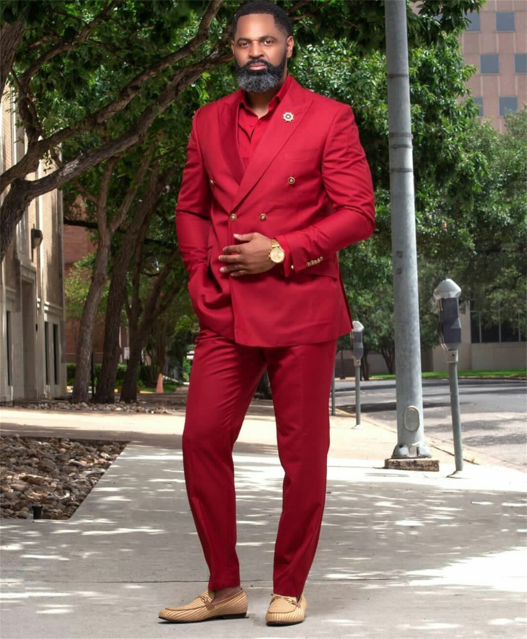 Red Plus Size Groom Tuxedos Double Breasted Groomsmen Mens Best Man Pants Suits Wedding Tailored Blazer Jacket (Jacket+Pants)