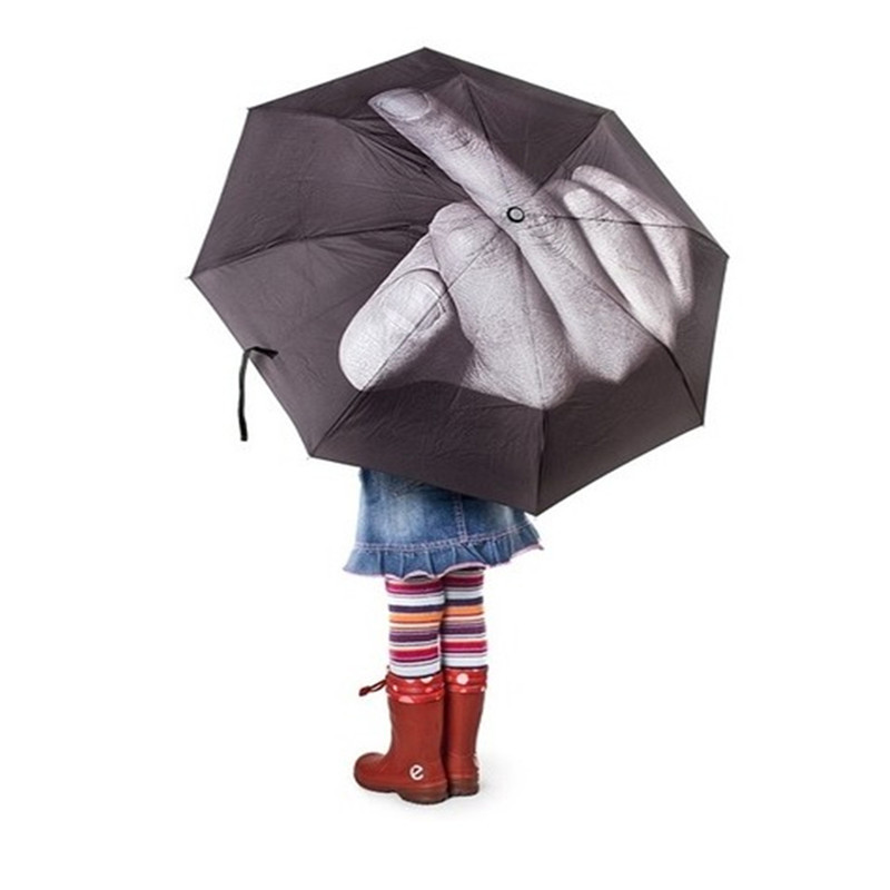 Cool Middle Finger Umbrella, Windproof Folding Parasol for Men & Women - Black dh910320090