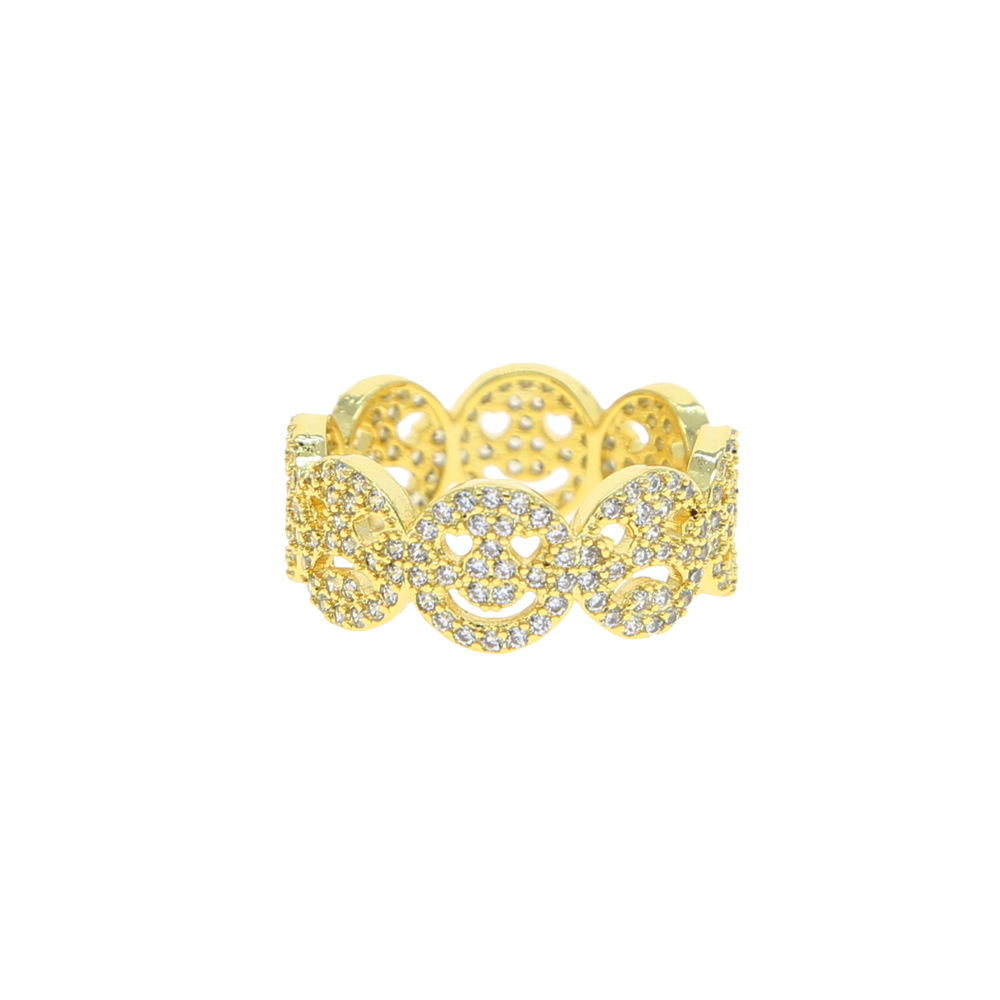 Fashion cute smile ring with full cubic zircon paved finger rings for women lady girl engagement party wedding band face rings wholesale Drop ship