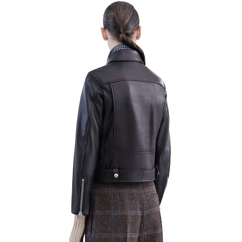 Ailegogo New Autumn Women Pu Leather Jacket Woman Zipper Belt Short Coat Female Motorcycle Black Faux Leather Outwear 201028