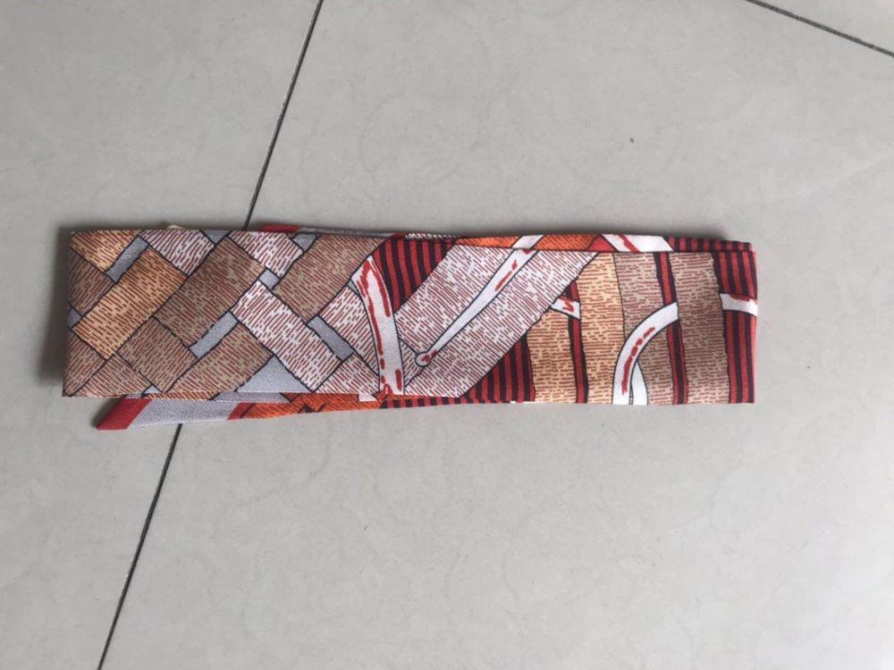 2020 new arrival fashion head band classic 100% silk scarf 105*6 cm long shawl twill belt strap bag band for women girl lady LJ201113