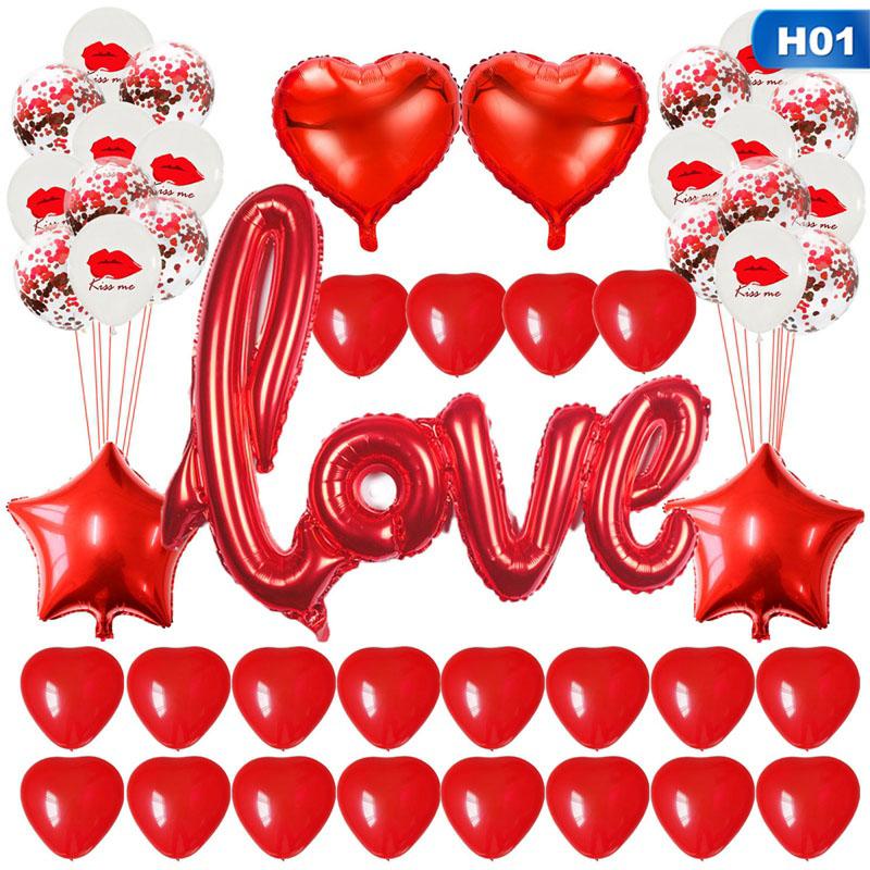 Red Love Letter Foil Balloons Heart Balloon for Engagement Wedding Decoration Valentines Day Party Decor