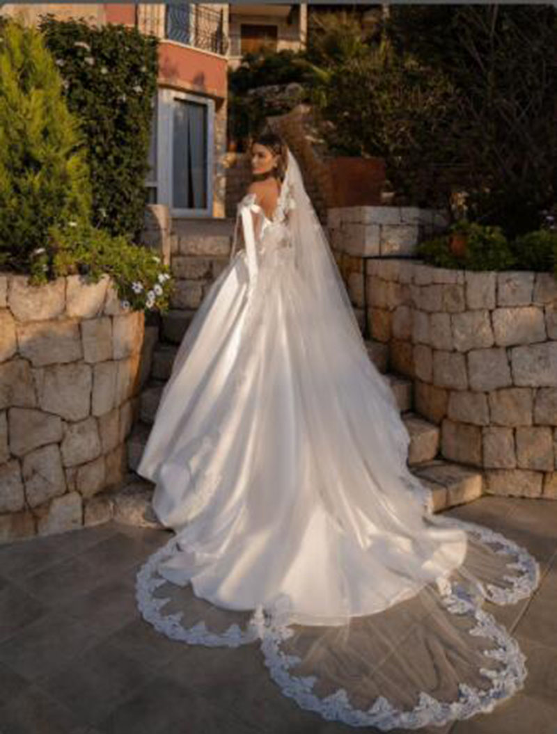 Elegant Simple Wedding Dress 2022 Off The Shoulder Princess Boho Satin Bridal Gown With Belt Bowknot Women Vestidos de Noiva Robe Mariage