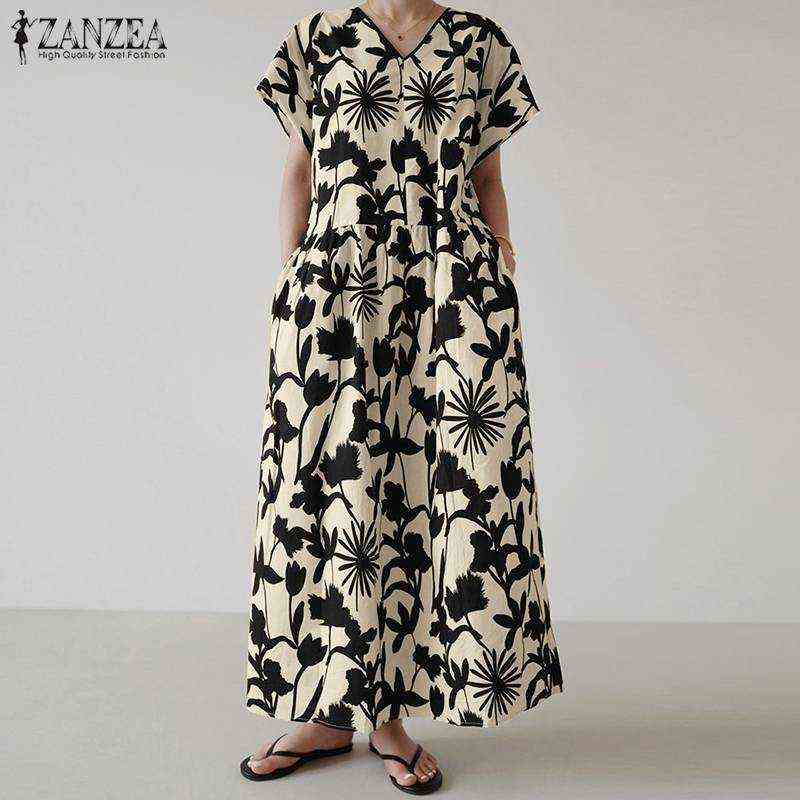ZANZEA 2021 Kaftan Summer Maxi Dress Women's Printed Sundress Casual Short Sleeve Maxi Vestidos Female V Neck Robe Oversized G1223, Black
ZANZEA 2021 Kaftan Summer Maxi Dress Women's Printed Sundress Casual Short Sleeve Maxi Vestidos Female V Neck Robe Oversized G1223, Black