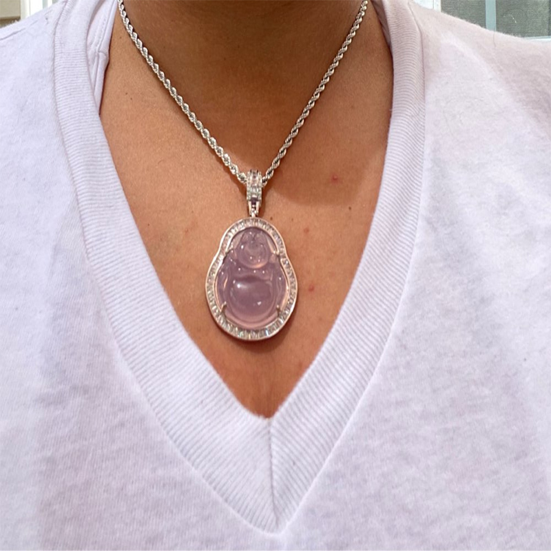 Cubic Zircon Maitreya Buddha Pendant Necklace For Women Men Rope Chain Big Belly Buddha Necklace Hip Hop Jewelry Christmas Gifts 201013