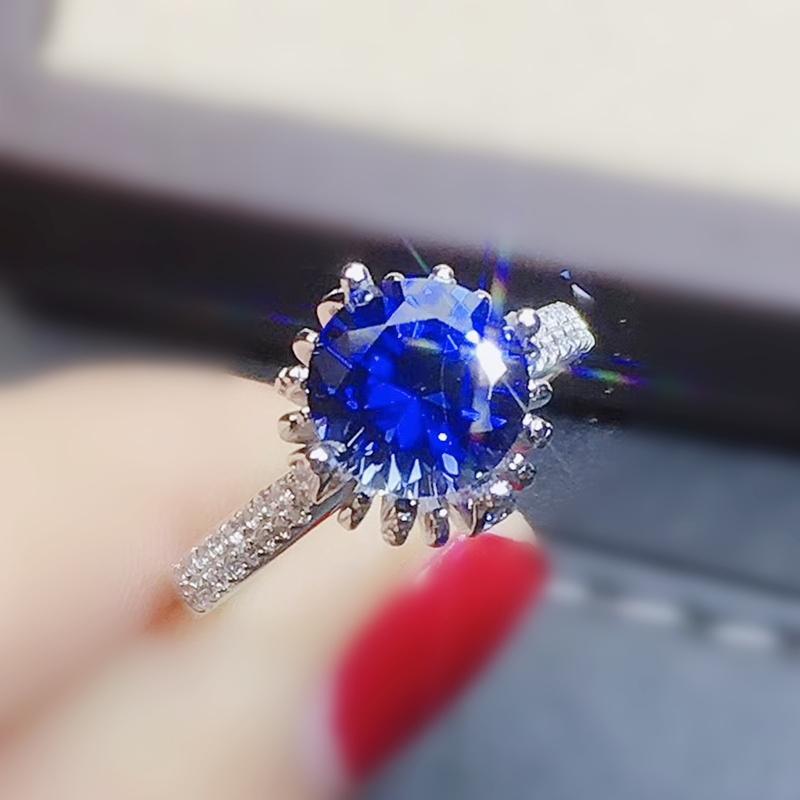 Cluster Rings Blue Sapphire Round Ring Per Jewelry 925 Sterling Silver 8*8mm 2.3ct Gemstone Fine Women J212084, Golden;silver
Cluster Rings Blue Sapphire Round Ring Per Jewelry 925 Sterling Silver 8*8mm 2.3ct Gemstone Fine Women J212084, Golden;silver