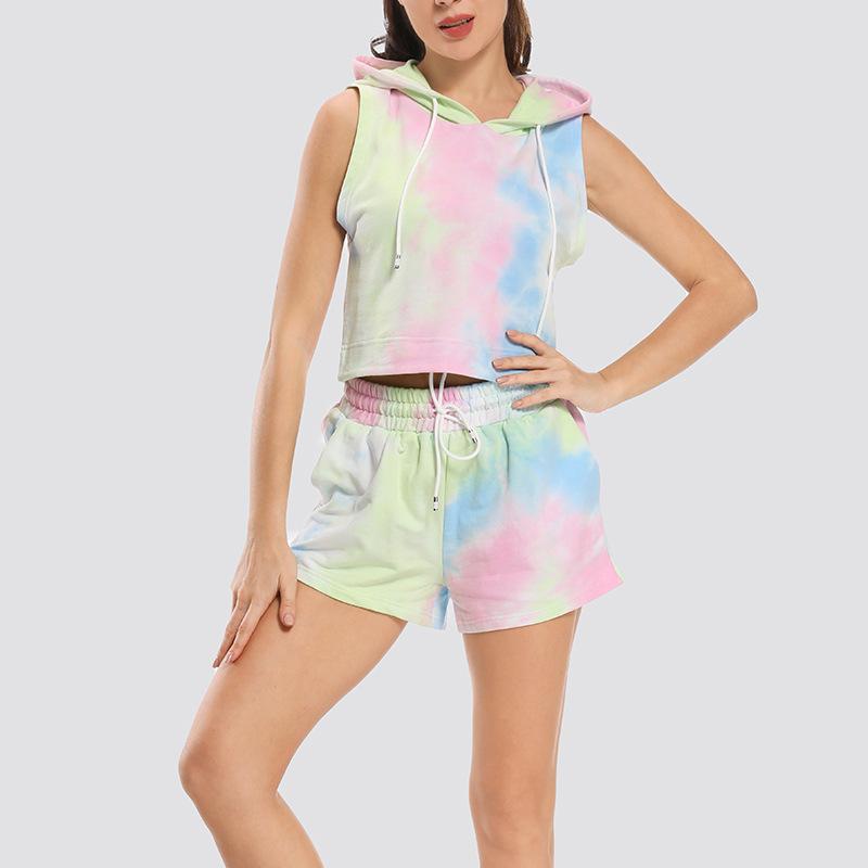 Luobolan Tie Dye Crop Sweater+Leisure Shorts Gym Sport Sets Women Cotton Sleeveless Hooded Fitness Workout Vest+Shorts 2Pcs/Set, Canary yellow
Luobolan Tie Dye Crop Sweater+Leisure Shorts Gym Sport Sets Women Cotton Sleeveless Hooded Fitness Workout Vest+Shorts 2Pcs/Set, Canary yellow