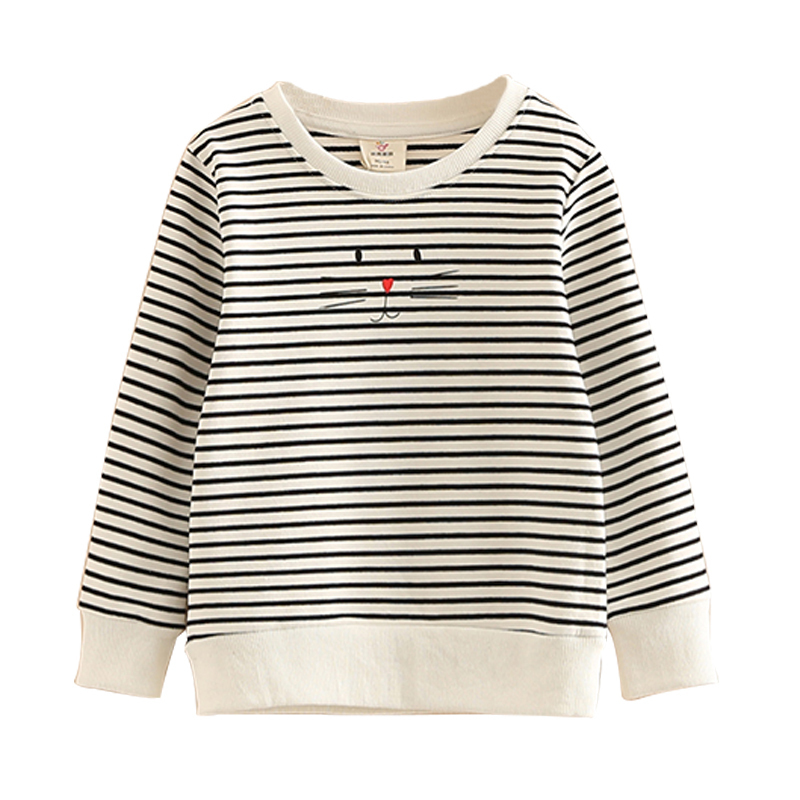 Spring Autumn Fashion 3 4 5 6 7 8 9 10 Years Children Cotton Cartoon Striped Slim Sweatshirts For Kids Baby Girls 220309