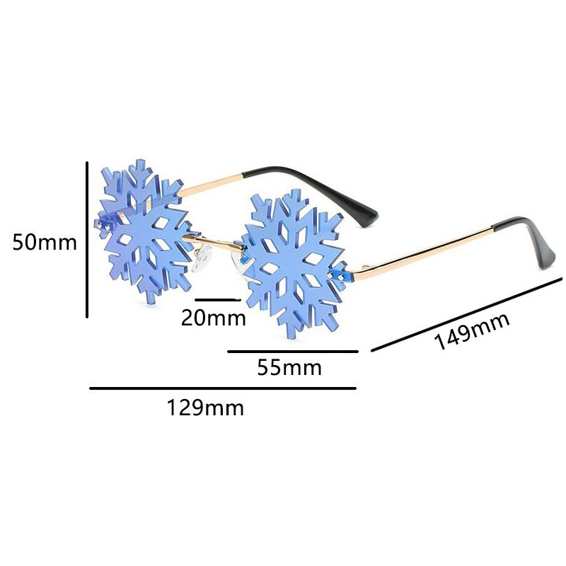 Fashion Christmas Snowflake Sunglasses Women Men Framless Green Mirror Shades Clear Lens Festival Glasses Gafas UV400