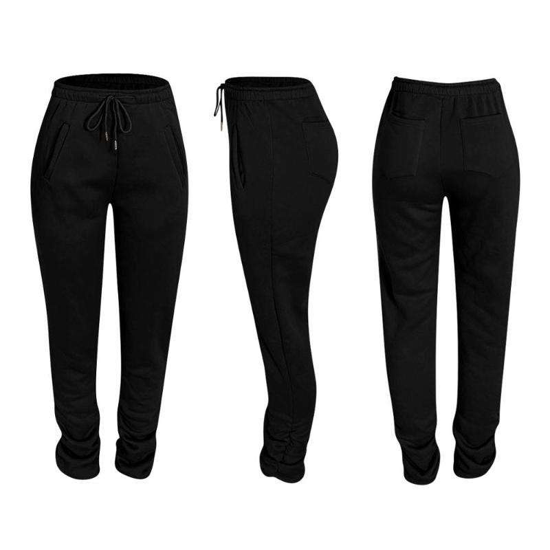 Women's Pants & Capris Grey Thick Stacked Sweatpants Street Style Leggings Joggers Women Flare Sweat Winter Warm Trousers
