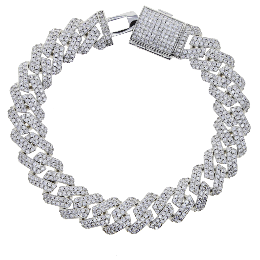 bracelet necklace mossanite New fashion 12mm Width CZ Miami Cuban Link Chain Hip Hop Bling Micro Pave 5A Clear Cubic Zirconia Cuban Men Bracelet Whole