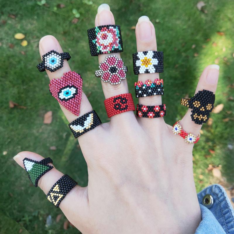 FAIRYWOO Handmade Jewelry DIY Eye Ring For Woman Miyuki Ring Set Skeleton Flower Rings Fashion Geometric Set Wholesale
FAIRYWOO Handmade Jewelry DIY Eye Ring For Woman Miyuki Ring Set Skeleton Flower Rings Fashion Geometric Set Wholesale