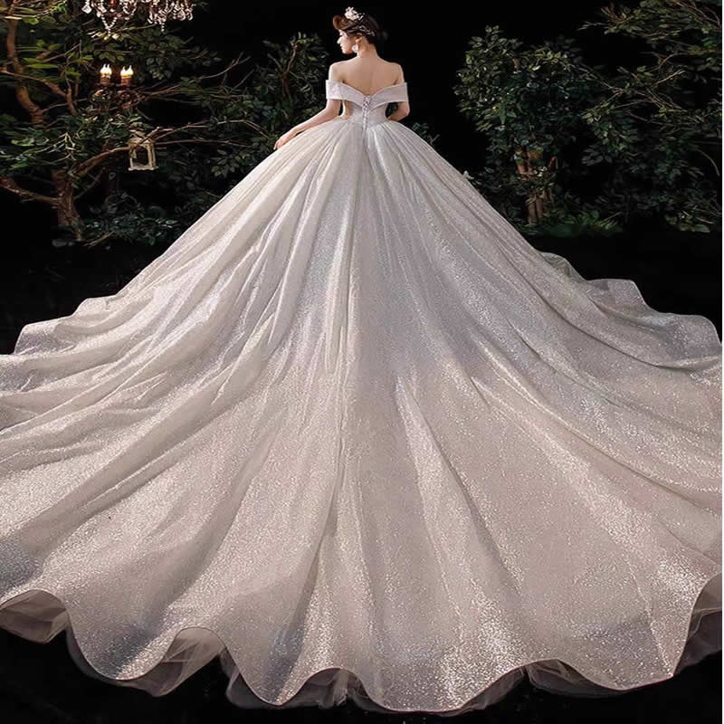 Newest Ball Gown Wedding Dress Sweetheart Off The Shoulder Beading Long Plus Sizes Bride Gown Sequin 2022 Vestidos De Novia