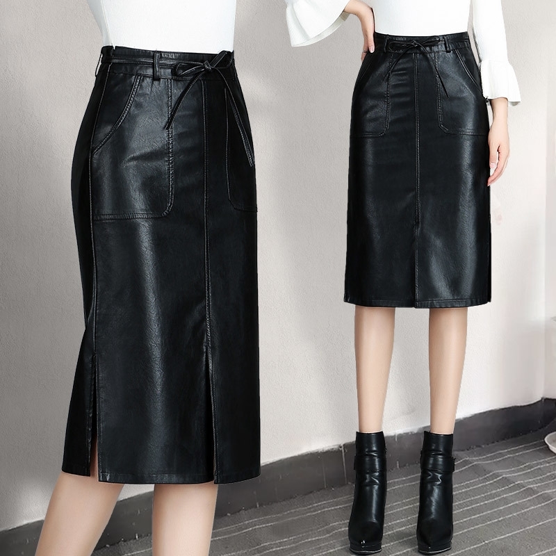 YoungGee PU Leather Bodycon Women Skirts Office Lady Spring Autumn Bow High Waist Streetwear Black Pencil Knee-Length Skirt saia Y200326, Gray
YoungGee PU Leather Bodycon Women Skirts Office Lady Spring Autumn Bow High Waist Streetwear Black Pencil Knee-Length Skirt saia Y200326, Gray