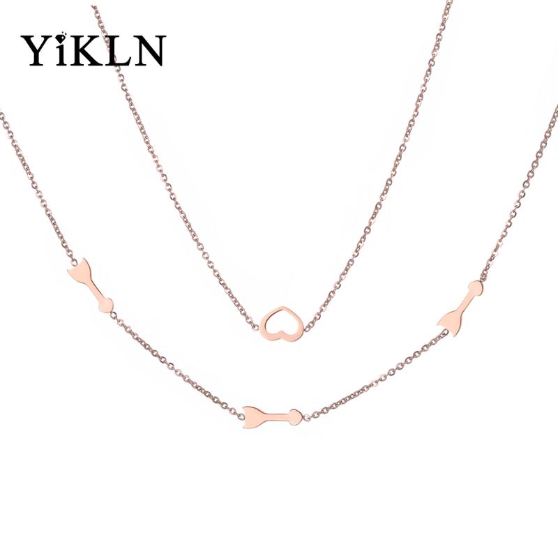 YiKLN Cute/Romantic Double Layers Choker Necklace Trendy Stainless Steel Rose Gold Arrow Heart Charm Necklaces For Women YN18278
YiKLN Cute/Romantic Double Layers Choker Necklace Trendy Stainless Steel Rose Gold Arrow Heart Charm Necklaces For Women YN18278