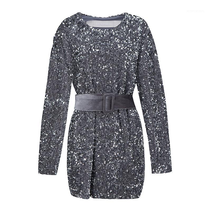 Gray V-neck Long Sleeve Empire Sequined Mini A-line Dress Female Sashed Women Spring Christmas Party BlingBling D30261
Gray V-neck Long Sleeve Empire Sequined Mini A-line Dress Female Sashed Women Spring Christmas Party BlingBling D30261