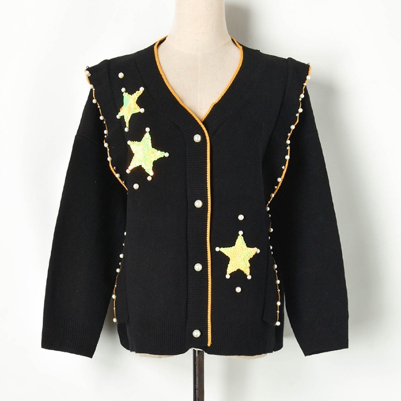 High-end 2021 Autumn Luxo Beading Lantejoulas Blouses with Decote in v Cardigans Standard Drawings Baboon Star Shape X12a, Black
High-end 2021 Autumn Luxo Beading Lantejoulas Blouses with Decote in v Cardigans Standard Drawings Baboon Star Shape X12a, Black