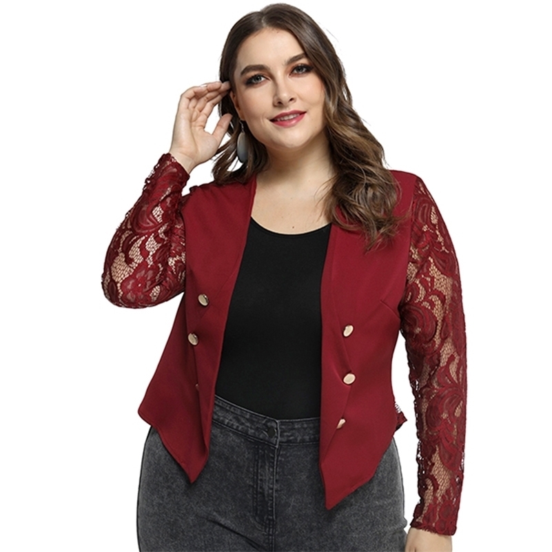 6XL Plus Size Women Coat Jacket Lace Sleeve Ladies Short Jacket Casual Woman manteau femme Office Lady Coat chaqueta mujer Q30 201210, Red
6XL Plus Size Women Coat Jacket Lace Sleeve Ladies Short Jacket Casual Woman manteau femme Office Lady Coat chaqueta mujer Q30 201210, Red
