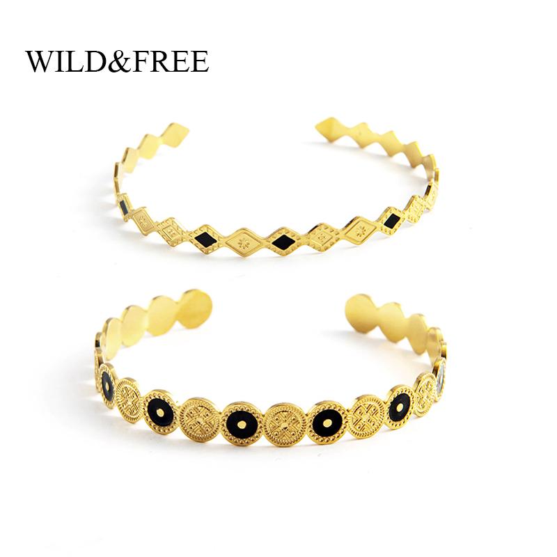 Wild&Free New Bohemian Geometric Open Bangles For Women Stainless Steel Black Enamel Adjustable Bangle Bracelets Jewelry Gift
Wild&Free New Bohemian Geometric Open Bangles For Women Stainless Steel Black Enamel Adjustable Bangle Bracelets Jewelry Gift