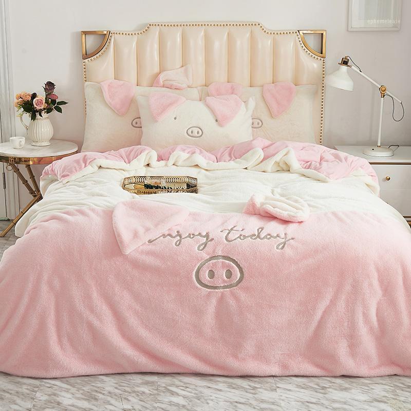 JPieces Cartoon Pig Ears Duvet Cover set Pink White Soft Fleece Velvet Flannel Fabric Girls Bedding Sets Bed sheet Pillowcases1, Color 4
JPieces Cartoon Pig Ears Duvet Cover set Pink White Soft Fleece Velvet Flannel Fabric Girls Bedding Sets Bed sheet Pillowcases1, Color 4