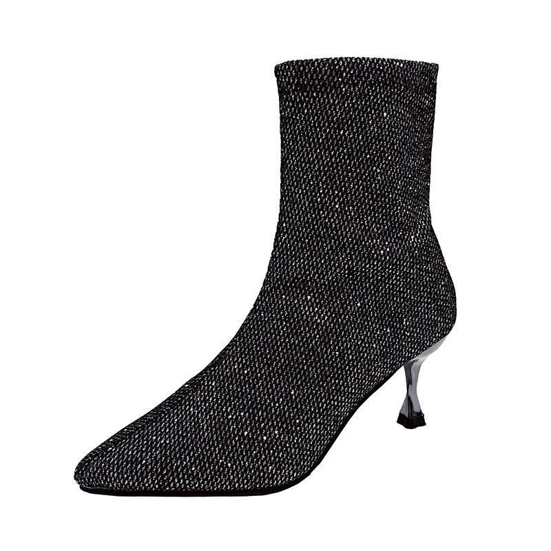 Autumn and Spring Women Knitting Boots Elastic Socks Ladies High Heels Boots Bling Slip on Women Ankle, Silver
Autumn and Spring Women Knitting Boots Elastic Socks Ladies High Heels Boots Bling Slip on Women Ankle, Silver