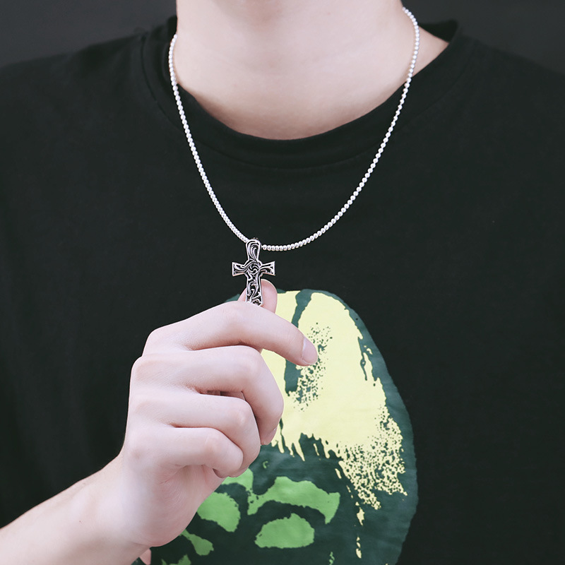 Gothic new 925 sterling silver jewelry antique silver hand-made American designer scroll crosses necklace pendants without chain