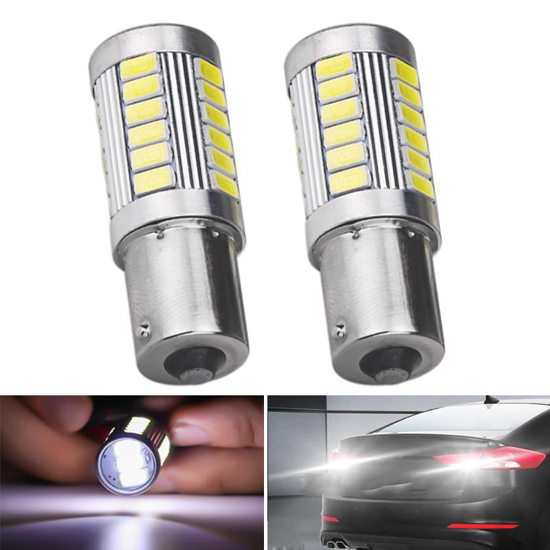 

2PCs Car LED 1157 1156 7443 7440 P21W BA15S 33 SMD 5630 5730 White Backup Reserve Light Motor Brake Bulb Daytime Running Light, As pic