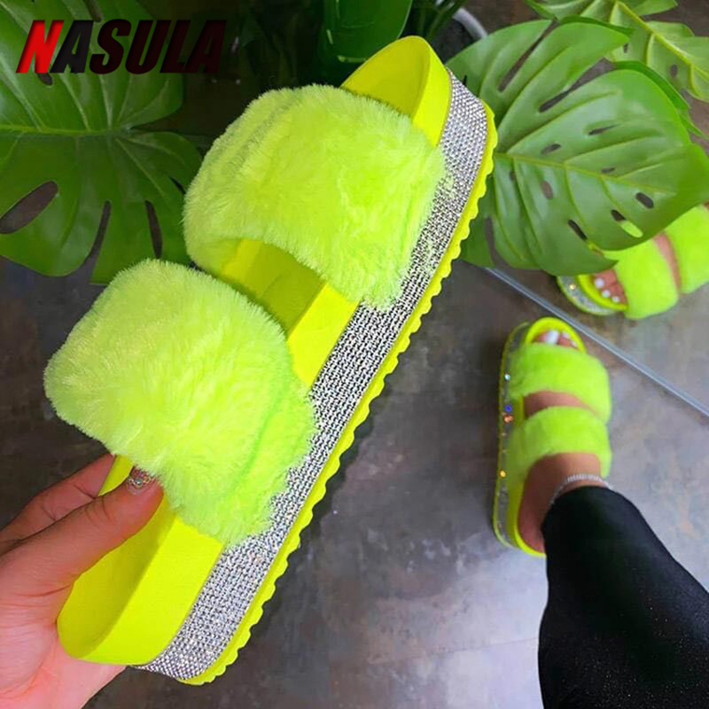 INS Bling Women's Plush Slippers Fur Slides Rhinestones Flat Women Platform Sandals Fashion Casual Shoes Comfortable Plus Size X1020, Red
INS Bling Women's Plush Slippers Fur Slides Rhinestones Flat Women Platform Sandals Fashion Casual Shoes Comfortable Plus Size X1020, Red
