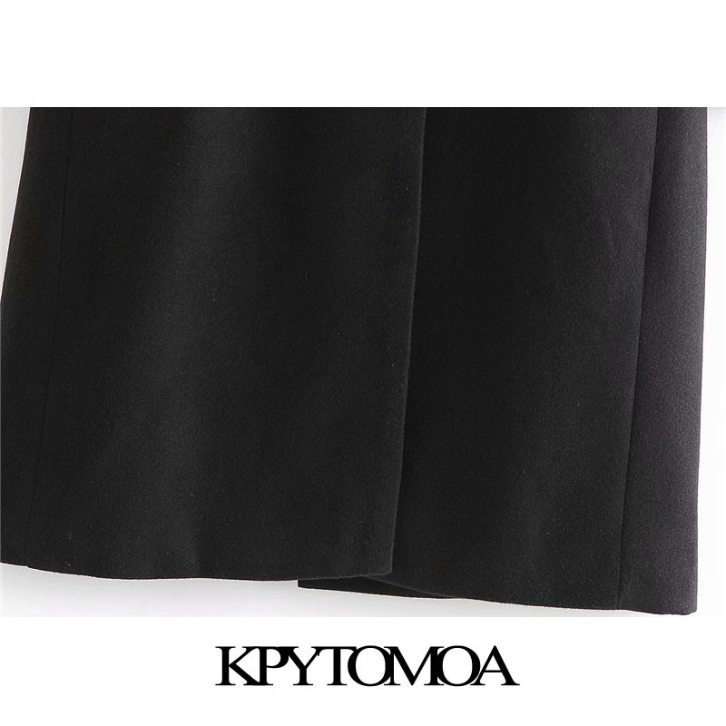 KPYTOMOA Women Fashion With Metal Buttons Woolen Coat Vintage Long Sleeve Back Vents Female Outerwear Chic Tops 201027