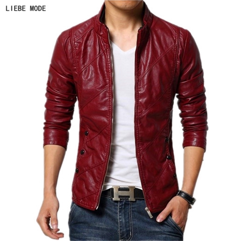 High Quality Leather Jacket Men Faux Leather Motor Biker Jackets Stand Collar Patchwork Pu Coat Black Red Khaki Plus Size 6XL 201105
High Quality Leather Jacket Men Faux Leather Motor Biker Jackets Stand Collar Patchwork Pu Coat Black Red Khaki Plus Size 6XL 201105