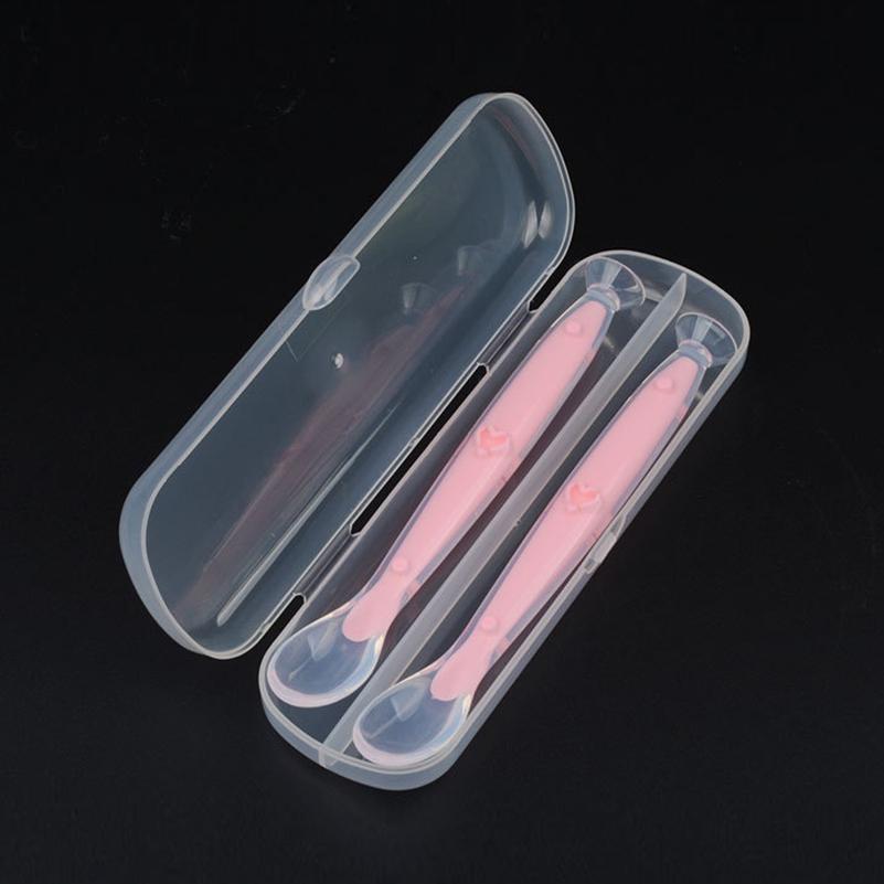 2022 new Old Cobbler Newborn Baby Products Silicone Feeding spoon Soft head With suction cup Set box Custom wholesale