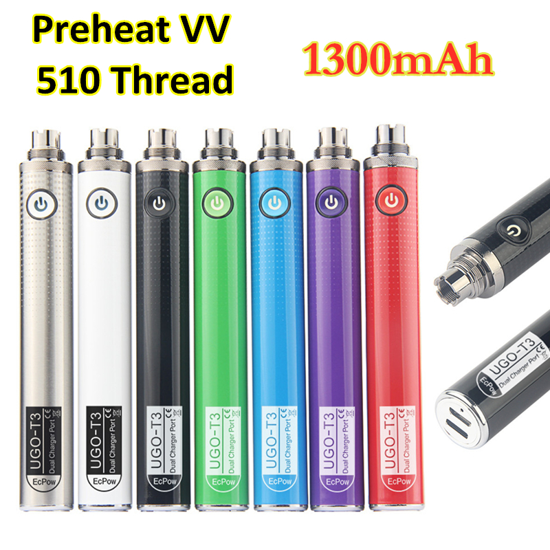 MOQ 5Pcs Original Vapes EVOD Preheat VV Vaporizer UGO T3 Battery 1300mAh Variable Voltage Dual E Cig Charger Port 510 Thread Vape Pen eGo-T MT3 CE4
MOQ 5Pcs Original Vapes EVOD Preheat VV Vaporizer UGO T3 Battery 1300mAh Variable Voltage Dual E Cig Charger Port 510 Thread Vape Pen eGo-T MT3 CE4