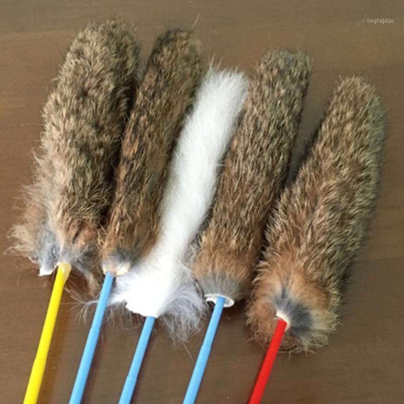 35cm Pet Hair Teaser Toys Pet Exerciser Stick Interactive Playing Wands Rod Toys Random Color1