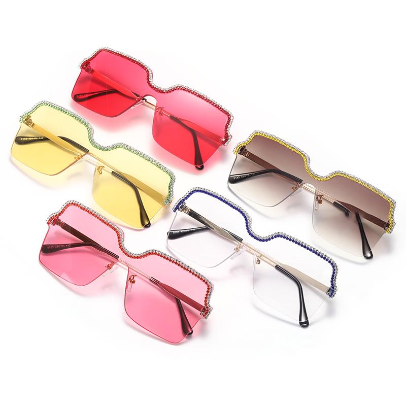 Diamond colorful oversized sunglasses women's designer rhinestone rimless sunglasses UV400 goggles glasses
Diamond colorful oversized sunglasses women's designer rhinestone rimless sunglasses UV400 goggles glasses