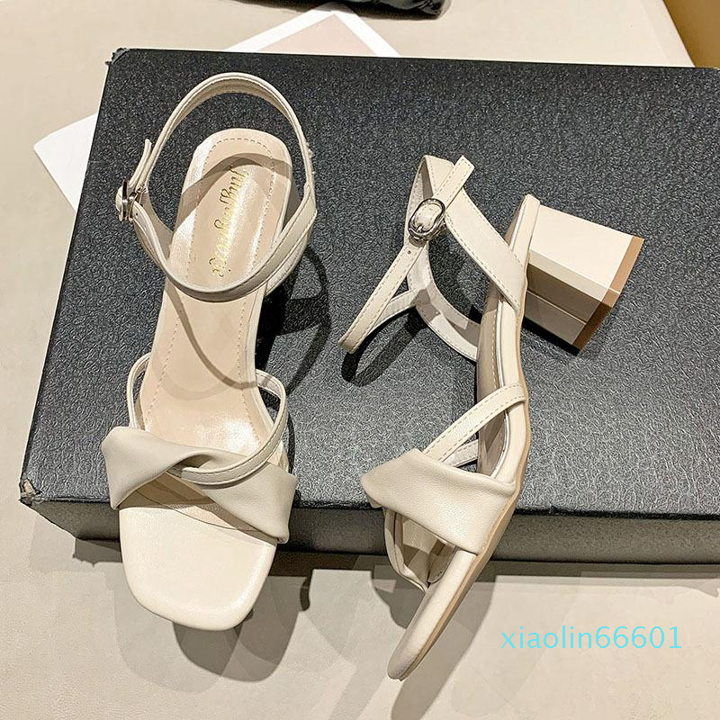 Fashion-Sandals Women'S Wedge Thick Heel Summer Lady Sexy Narrow Band With Buckle Woman Female Dress Shoes