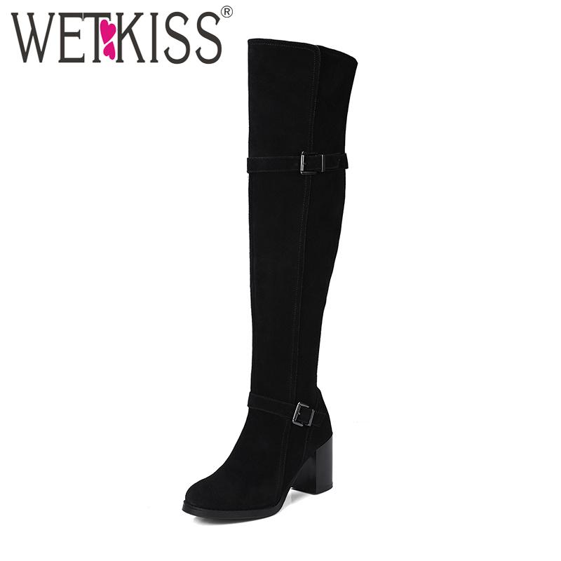 WETKISS Full Leather Over the Knee Boots Women Cow Suede Winter Boots Short Plush Buckle Strap Thick High Heels Long Zip, Black
WETKISS Full Leather Over the Knee Boots Women Cow Suede Winter Boots Short Plush Buckle Strap Thick High Heels Long Zip, Black