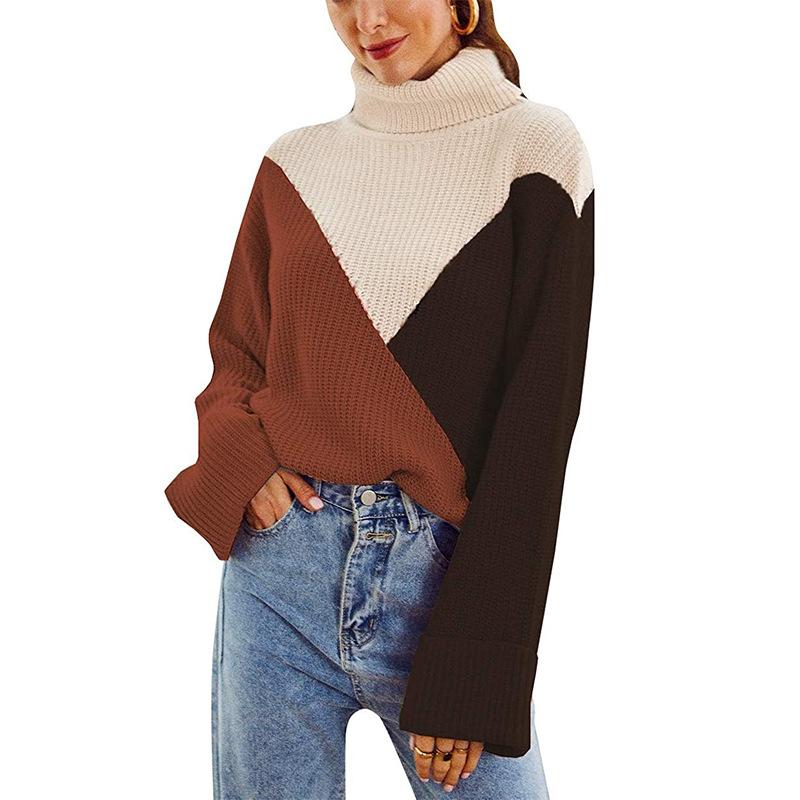 winter clothes 2021 new women' long sleeve stitching color turtle neck knitted pullover sweaters for women color patchwork, Black
winter clothes 2021 new women' long sleeve stitching color turtle neck knitted pullover sweaters for women color patchwork, Black