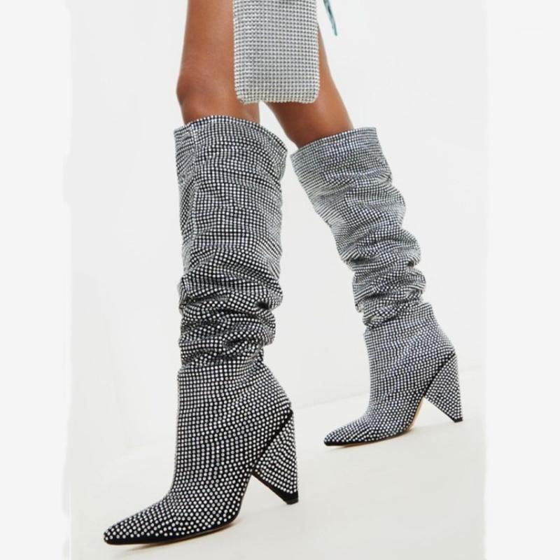 Bling Diamonds Ornament Spike Chunky Heel Simple Slip On Boots Winter Knee High Boots Luxury Big Size 43 For Women1, Black
Bling Diamonds Ornament Spike Chunky Heel Simple Slip On Boots Winter Knee High Boots Luxury Big Size 43 For Women1, Black