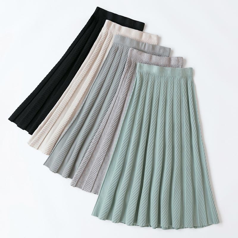 Knitted Long Midi Skirts Women Solid Autumn Winter Striped Skirts Vintage Harajuku Thicken Warm A-Line Skirt Elastic Waist W205, Black
Knitted Long Midi Skirts Women Solid Autumn Winter Striped Skirts Vintage Harajuku Thicken Warm A-Line Skirt Elastic Waist W205, Black