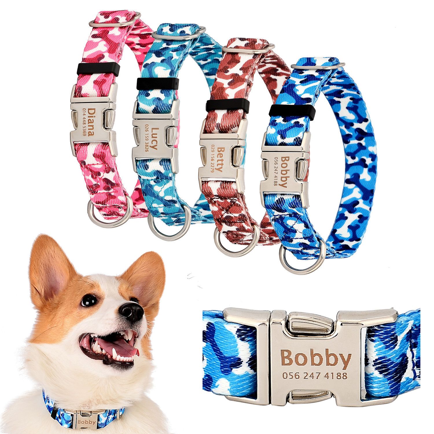 Customized Nylon Dog Collar Personalized Pet Dog Collars Engraved ID Tag Namplate Adjustable for Small Medium Large Dogs Puppy Y200917
Customized Nylon Dog Collar Personalized Pet Dog Collars Engraved ID Tag Namplate Adjustable for Small Medium Large Dogs Puppy Y200917