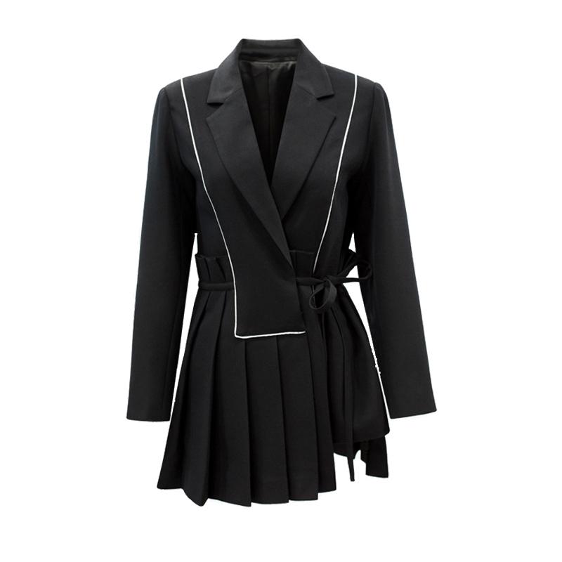 High quality 2020 new fashion color matching striped pleated lace Slim long sleeve casual woman jacket coat, Black
High quality 2020 new fashion color matching striped pleated lace Slim long sleeve casual woman jacket coat, Black