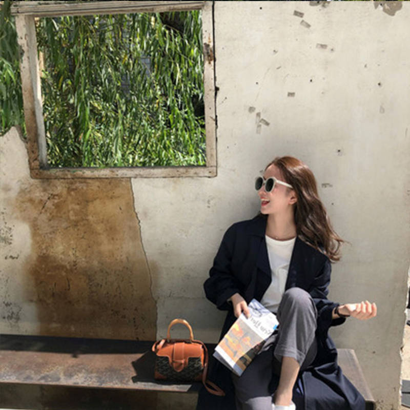 FTLZZ Women's Trench Coat Long Spring Coats Female Fashion Pleated Chiffon Splice Thin Outwear Loose Trench Coat For Women 201111