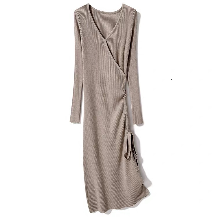 2021 New Autumn Winter A-line Sweater Drawstring Women Slim Midi Female Chic Knit Elegant Dress Yryz, Khaki 
2021 New Autumn Winter A-line Sweater Drawstring Women Slim Midi Female Chic Knit Elegant Dress Yryz, Khaki