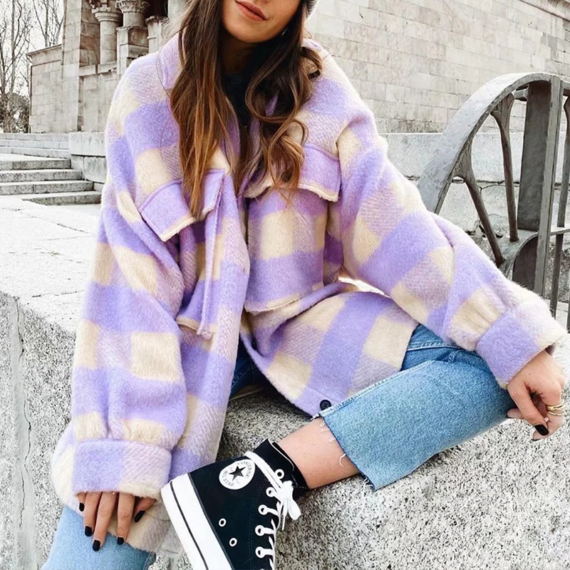 2021 New Autumn Purple Lattice Long Woolen Women Winter Vintage Plaid Coat Jackets Female Chic Thick Single Brested Overcoat Krhe, Lavender
2021 New Autumn Purple Lattice Long Woolen Women Winter Vintage Plaid Coat Jackets Female Chic Thick Single Brested Overcoat Krhe, Lavender
