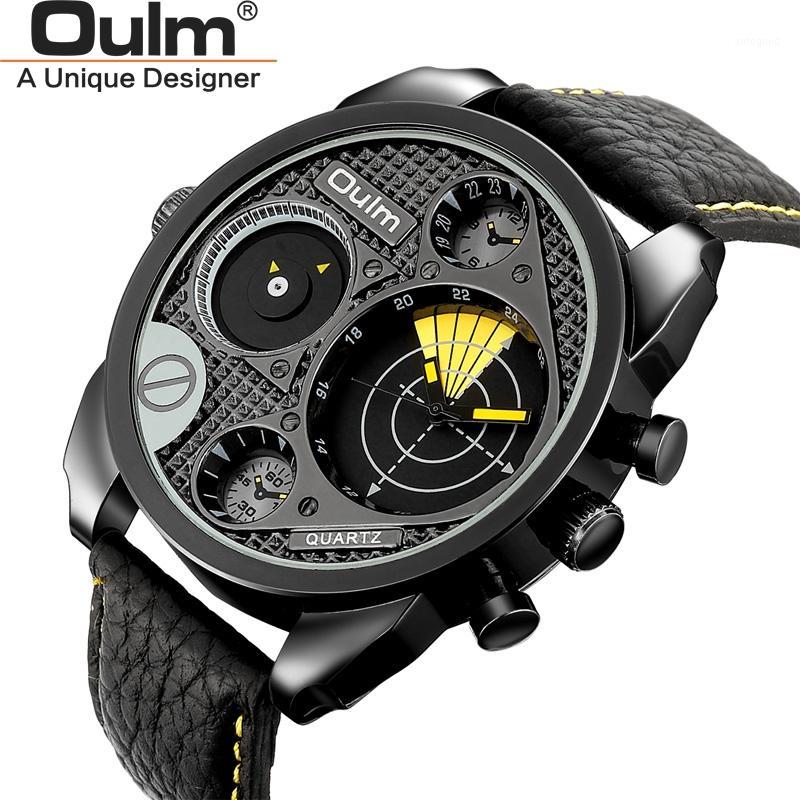 Wristwatches Oulm Fashion Two Time Zone Quartz Wristwatch Big Dial Casual Leather Strap Watches Men Sports Watch1
Wristwatches Oulm Fashion Two Time Zone Quartz Wristwatch Big Dial Casual Leather Strap Watches Men Sports Watch1