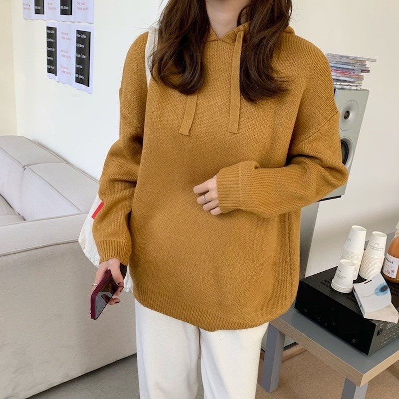 2021 New Female Korean-style Solid Hooded Shirts Long Sleeves Mesh Jumpers Thicken Knitting Overhead Tops Winter FL6R, Yellow
2021 New Female Korean-style Solid Hooded Shirts Long Sleeves Mesh Jumpers Thicken Knitting Overhead Tops Winter FL6R, Yellow